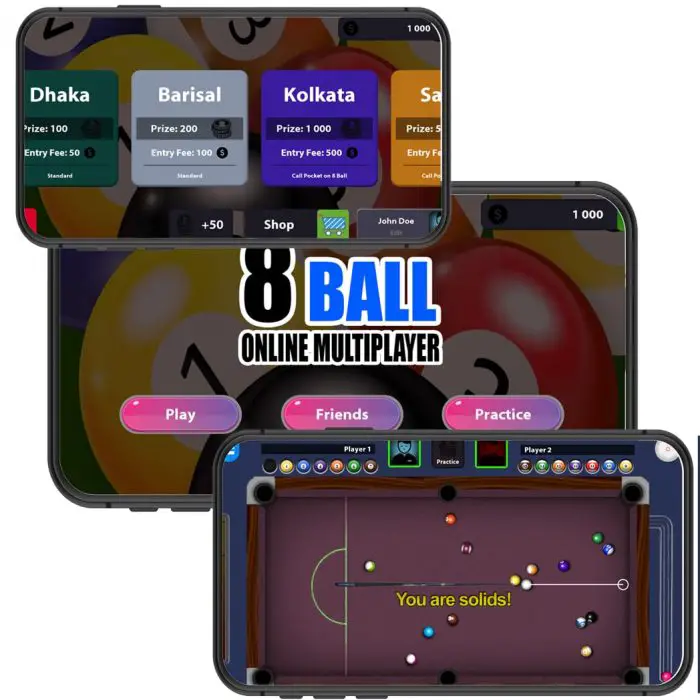 8 Ball multiplayer Pool Unity Source code